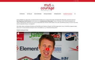Startseite der Website von Mut & Courage Bad Aibling mit Videovorschau zur RESPEKT!Tour